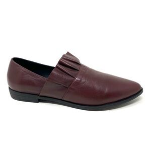 Bueno Burcu leather ruffle flats Merlot